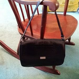 RALPH LAUREN CROCODILE PRINT LEATHER HANDBAG